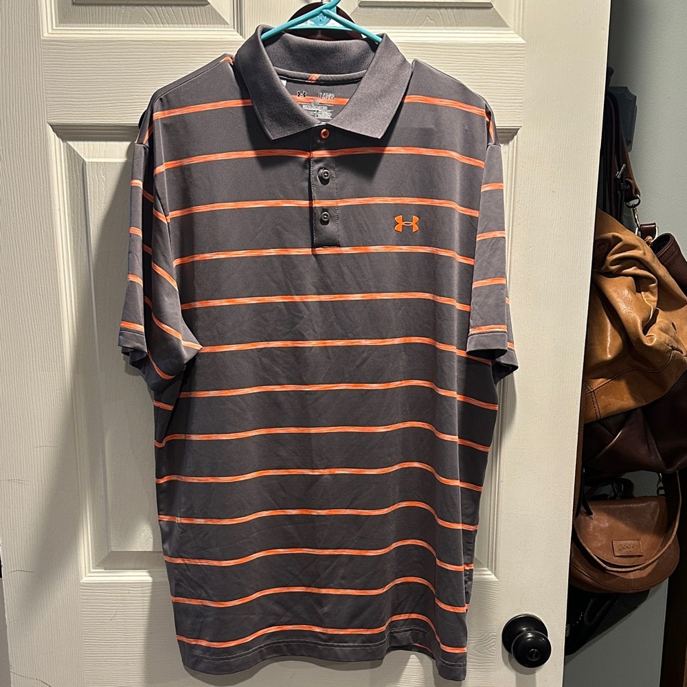 Under Armour Men's Polo in Charcoal and Tangerine